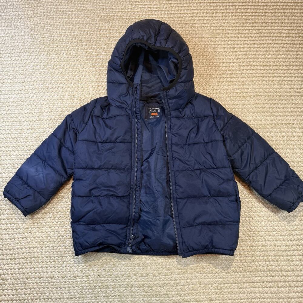 Children’s Place Toddler Blue Puffer Jacket Size 4t with Hood EUC Winter Coat